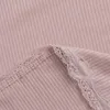 Mode couleur unie col en v dentelle mince rayure chemise pour femmes 2022 bouton en bois à manches longues Blouse hauts #15 femmes Blouses chemises