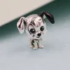 925 Sterling Silver One Black Ear Dog Animal Charm Bead Fits European Pandora Style Jewelry Bracelets