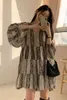 Коробов Новый летний полосатый хит цвет женские платья корейский слоеный рукав женские платья старинные элегантные V шеи халат Femme 210430
