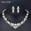 Mecresh Elegant Simulated Pearl Bridal Jewelry Sets Leaf Crystal Necklaces Earrings Sets Wedding Jewelry TL280 H1022