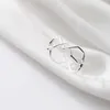 925 Sterling zilver uitgehold dubbellaags lijn open verstelbare ringen voor vrouwen mode minimalism ring fijne sieraden 210707