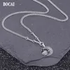 Bocai Ny 2021 Trendig 100% Ren S925 Silver Smycken Crown Moon Kvinna Halsband Retro Temperament Student Clavicle Chain