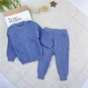 2pcs/set Newborn Baby Girl Boy Knitted Clothes Set Sweater+pant Cotton Infant Toddler Spring Autumn Winter Clothing Sets Outfit G1023