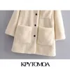 Cappotto da donna in pelliccia sintetica spessa e calda, con tasche a maniche lunghe, capispalla femminile, soprabito chic 210420