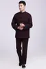 Tute da uomo Misto Solido di Lana Uomo Cinese Tradizionale Abbigliamento Kungfu Vestito Taichi Vestire Sette Fibbie Taiji