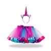 Rainbow Baby Tutu spódnica Kolorowa puszysta spódnica z nakryciem głowy uroczą sukienkę ubrania dziecięce 211 lat CW0016574031