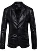 Classique hommes d'affaires décontracté classique Style Simple couleur unie veste en cuir/haute qualité mâle PU costume Blazers manteau 5xl