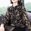 Lady Floral Print Chiffon Shirt Dames Lange Mouw Spring en Herfst Mode Losse Grote Grootte Blouse S-6XL P222 210527