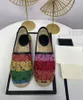 Designer Luxury Printing Flower Slip-On Women Shoes Canvas Real Leather Top Quality Casual Shoe Ladies Sneakers Sport Walking Loafer Straw Weaving Trainers S902