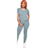 Femmes deux pièces pantalons ensemble survêtements concepteur Jogging Sportsuit t-shirt pantalons longs tenues grande taille dames tenue décontracté S-XXL