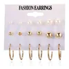 Damen Ohrringe Hoop Baumeln Bolzen Gold Silber Überzogene Neue Künstliche Perlenohrring Set 12 Paare Klassische einfache Temperament Mode Ohrring