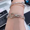 Mulheres Moda Chunky Infinito Knot Chain Braceletes 925 Sterling Silver Femme Jóias Fit Pandora Grânulos de Luxo Design Charme Bracelete Presente Com Caixa Original