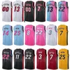 Skärmtryck Basketball Dwyane Wade Jersey 3 Jimmy Butler 21 Tyler Herro 14 Goran Dragic 7 Kendrick Nunn Bam Adebayo Svart Blå Röd