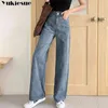 Vintage Dams Boyfriend Chłopak dżinsy dla kobiet mamo dżinsy kobiety swobodne spodni z szerokiej nogi koreańskie spodnie dżinsowe 210412