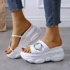 34-41 große Größe Schuhe für Frauen 9 cm/3,5 Zoll Höhe Keil Hausschuhe Mode Schuh Frau flache Plattform dicken Boden Sommer