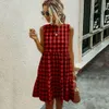 JOCoo Jolee Kobiety Elegancka Plaid Sundress Casual Lato Bez Rękawów Linii Sukienka Retro Beach Dress Suknia wieczorowa Vestidos 210730