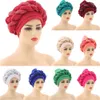 Cekiny Muzułmańskie Kobiety Hijab African Auto Geles Aso Oke Headtie już Made Braid Turban Caps Ready Bonnet Hat Head Wraps Moda