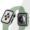 Färgstark silikon Hard Watch -fodral med härdad skärm för serie 7 6 Fullskydd täcker 38mm 40mm 42mm 44mm 41mm 45mm Watchba3593611