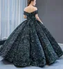 Evening Dresses Prom Pageant Gowns 2022 Modest Fashion Off Shoulder Sexy Full length Black Girl Celebrity Occasion Dress Sequins