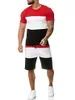 Dresy męskie Mężczyźni Zestaw sportowy Set Summer Shorts Dres Patchwork Hip Hop Koszulki + Spodnie dresowe Mężczyzna Casual Dwie Kawałki Garnitur Track 4XL