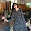 Plus Size Print Floral Women Dress Summer Long Sleeve Female Vintage Black Casual es For Party Prom 13493 210427