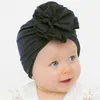 12 Cores Bebê Bonés Bonito Menina Menino Nó Indiano Big Flor Turbante Turbante Capacidade Kids Head Envoltório Sólido SoftWrap Headwrap Ribbed Algodão Beanie Beanie