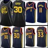 Stephen 30 كاري Klay 11 Thompson Jersey 33 Wiseman كرة السلة الفانيلة S-XXL أزرق أصفر أبيض أخضر جودة عالية 2021 مخيط الشعارات 7887