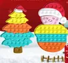 クリスマスのフィジットのおもちゃプッシュバブル感覚伸縮玩具雪だるまクリスマスツリーのためのクレッシストadhdスケシッシュストレスリリーバー子供面白い反応ストレス