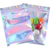 Whosale Resealable Smell Proof Bags Foil Pouch Bag Flat laser color Packaging for Party Favor Food Storage Holographic Colors