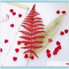 Juldekorationer Festliga Tillbehör GarkenChristmas Tree Leaf Hollow Flash Grass Fake Flower Home Party Happy Year Decoration Gold Sier