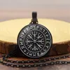 Pendant Necklaces Norse Vikings Men Women Jewelry Gift Vegvisir Compass Nordic Runes Odin Chain Necklace For Amulet9669587