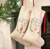 DIY Sublimation Blank Bags Printing Linen Stockings Christmas Decoration Socks Halloween Advertising Drawstring Santa Sack Large Gift Kids Personalized SN3040
