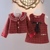 Mode Kids Girls Geplaatst Kleding Set Lente Herfst Kinderen Prinses Baby Lange Mouw Jas Uitloper + Tankjurk 2 stks Sweet Pak