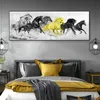Golden Posters and Prints Running Horses Black And White Animal Canvas Painting Wall Art Pictures For Living Room Cuadros Home Decor