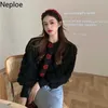 Neploe Cropped Sweater Korean Cardigan Crop Top Fashion Sweaters Sueter Coat Crochet Flower Cardigan Knit Pull Femme 210914