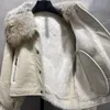 Jaquetas de bombardeiros naturais para mulheres para mulheres com casacos de couro de inverno com colarinho de colarinho de colarinho curto, comprovante de roupa de fora de roupa
