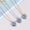 Evil Blue Eye Necklaces Choker Jewelry Rhinestone Heart Round Design Pendant Clavicle Chain Necklace Silver Rose Gold Fashion Charms Lucky Turkish Christmas Gifts