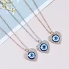 Evil Blue Eye Halsband Choker Smycken Rhinestone Heart Round Design Pendant Clavicle Chain Halsband Silver Rose Gold Fashion Charms Lucky Turkiska julklappar