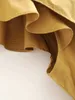 women V Neck Cascading ruffle Solid Poplin dress female Butterfly sleeve casual pleats vestido chic mini dresses DS3915 210603