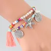 Candy Color Multilayer Bracelets Bohemia Conch Shells Women Charm Hand Natural Stone Beads Tassel Pendents Bangle