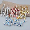 Xmas Candy Cane Ornament Julgran Hängsmycke Drop Ornaments Dekorationer Mini Stripe Stick Craft Blank Decor Gold Silver Red ZWL236