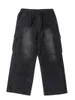 Pantalon cargo décontracté hip hop à jambe droite avec logo Street Lazy pour homme en velours côtelé