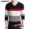 Coodrony Tröjor Tjock Varm Pullover Men Casual Striped V-Neck Sweater Men Kläder Höst Vinter Knitwear Pull Homme 8162 211102