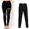 Denim Ripped Jeans for Women High Waist Skinny Summer Black Pencil Pants Streetwear Elastic Trousers Clothes Female 210625