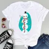 T-shirts femme T-shirt femme joyeux Noël neige Plaid femmes mignonnes vacances 2022 T-shirts vêtements graphique dessin animé femme belle année