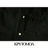 Moda donna pieghe volant finiture camicette nere manica lunga abbottonatura camicie femminili Blusas Chic Top 210420
