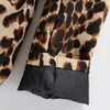 Femmes Mode avec ceinture imprimé léopard blazer manteau vintage à manches longues motif animal femme vêtements de dessus chic tops 210521