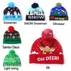 Świąteczne dekoracje kreskówki dzianiny kapelusze Xmas z lekkim łościem dziewiarskim Cap Santa Claus Snowman Children Hat Party Festival Supplies BH4984 Wly