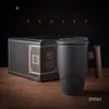 Tasses Tasse de thé rétro de luxe tasse en céramique grande capacité filtre de bureau eau noire avec couvercle tasses à poignée en bois idées cadeaux Box327p