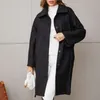 Women's Wool & Blends 2022 Fall/winter European And American Cross-border Fashion Loose Coat Female Black Temperament Office Lady Jacket Ber